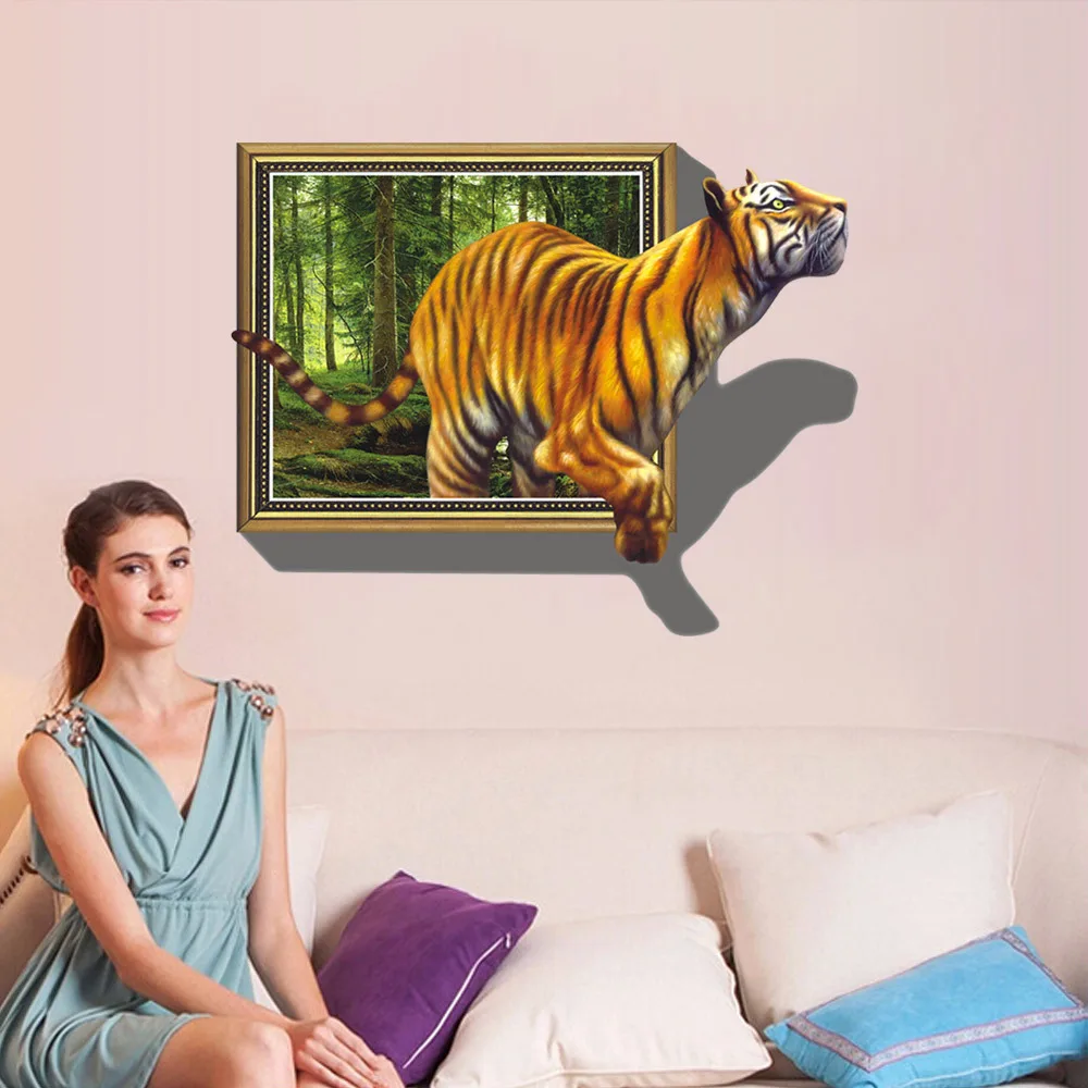 

Wall paintings 3D three-dimensional stickers tiger Sticker for home hotel room bathroom Decoration WX1591645