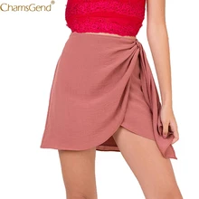 Летние пляжные винтажная юбка повседневные шорты юбки женские эластичные юбки женские шифон Твердые раза узел юбка нерегулярные Mar