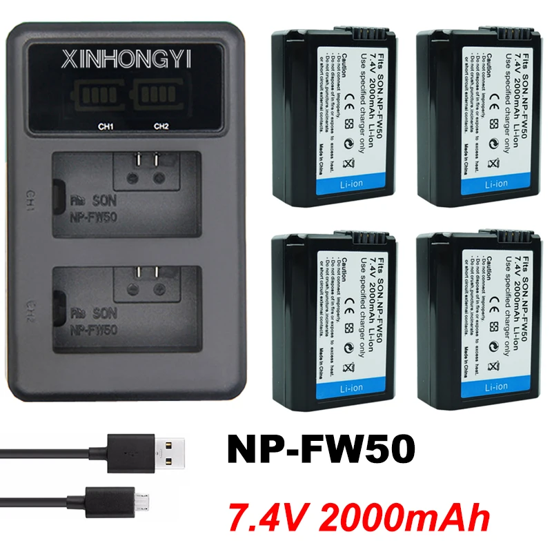 

2000mAh NP FW50 bateria NP-FW50 Battery + LED Dual Charger for Sony Alpha a6500 a6300 a7 7R a7R a7R II a7II NEX-3 NEX-5 Camera