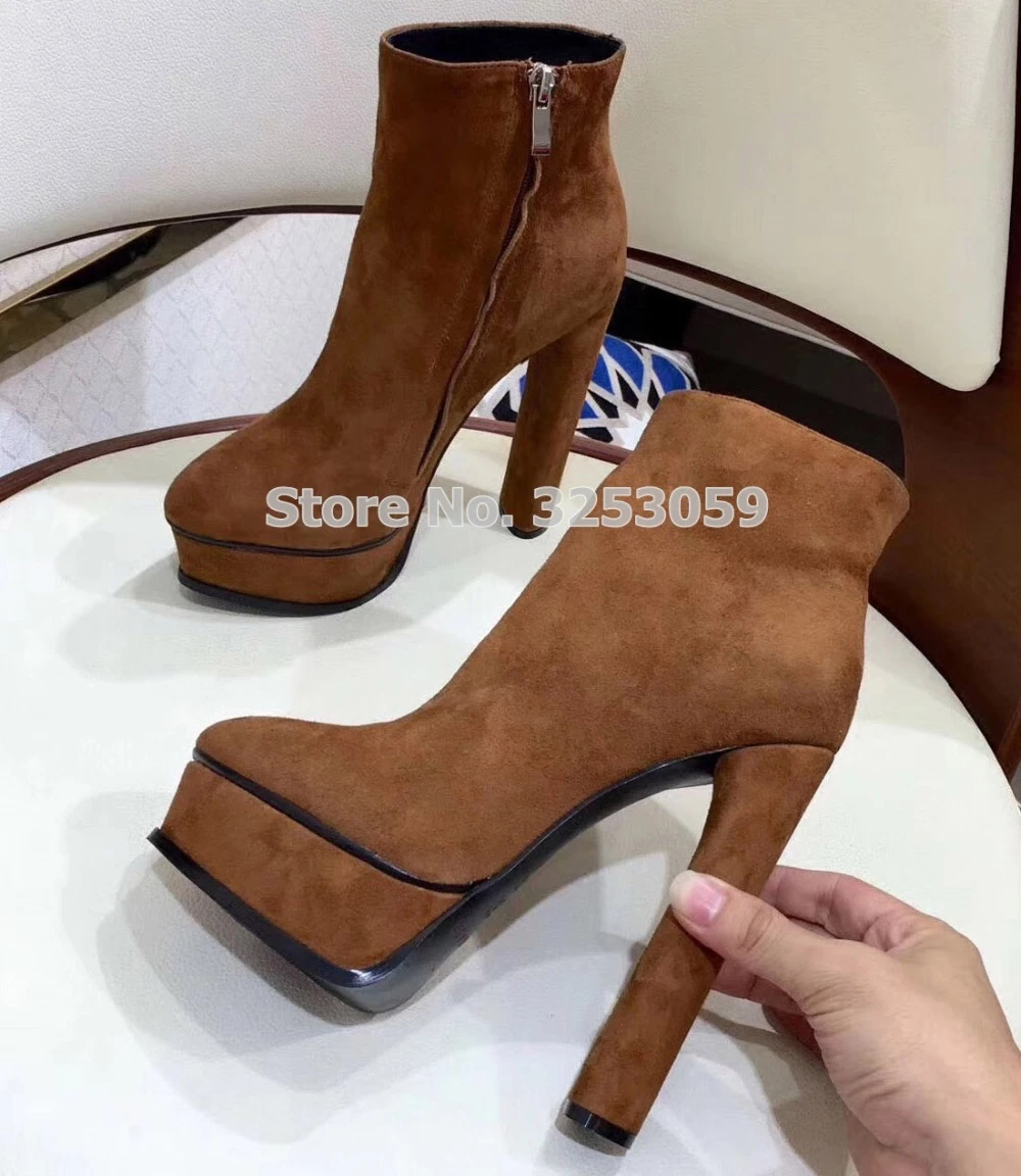 burgundy chunky heel boots