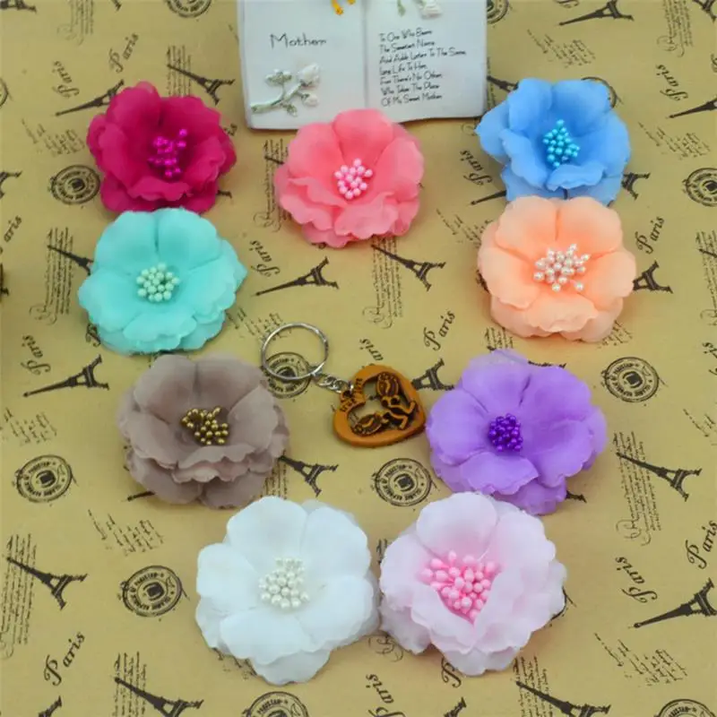 

10pcs/lot 5.5cm Stamen Silk Plum Blossom Artificial Flower Head For Wedding Decoration DIY Wreath Gift Scrapbooking Craft Flower