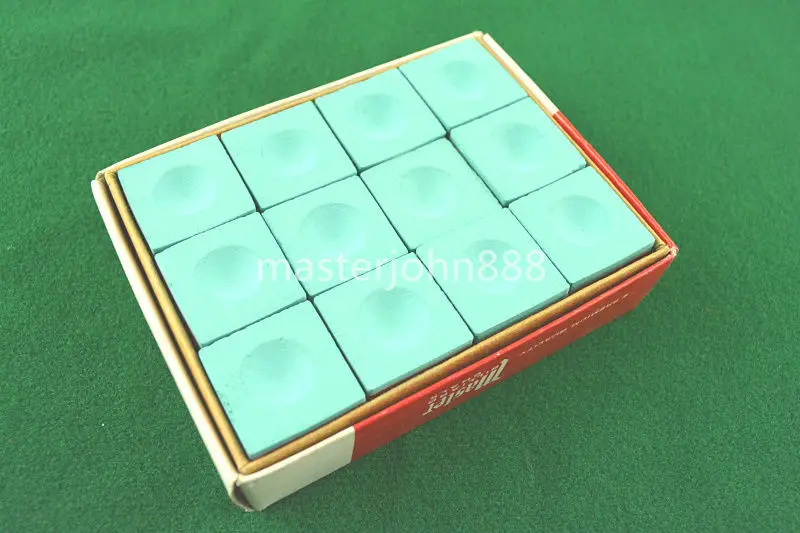 Pool Billiards Snooker Chalk Box of 12pcs Cubes Chalk Green Free