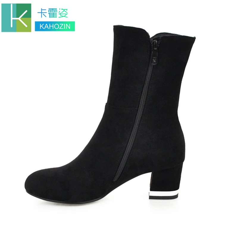 

modis Ankle Elastic Sock Boots Chunky High Heels square 5 CM Stretch female 2019 Autumn Sexy Booties Pointed Toe buty damskie