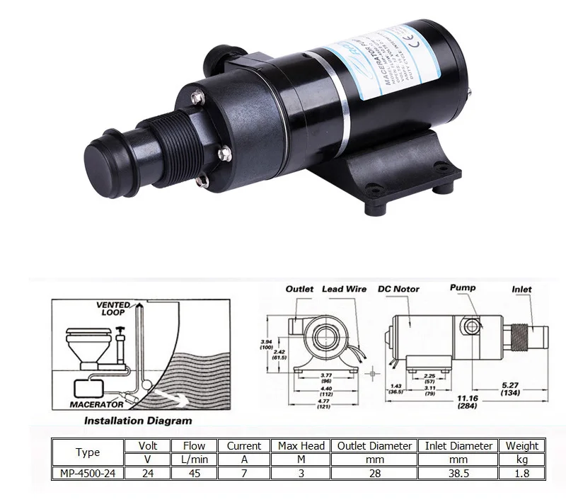 24v,12gpm Macerator Pump Dc Sewage Waste Water Pump For Boats,yacht