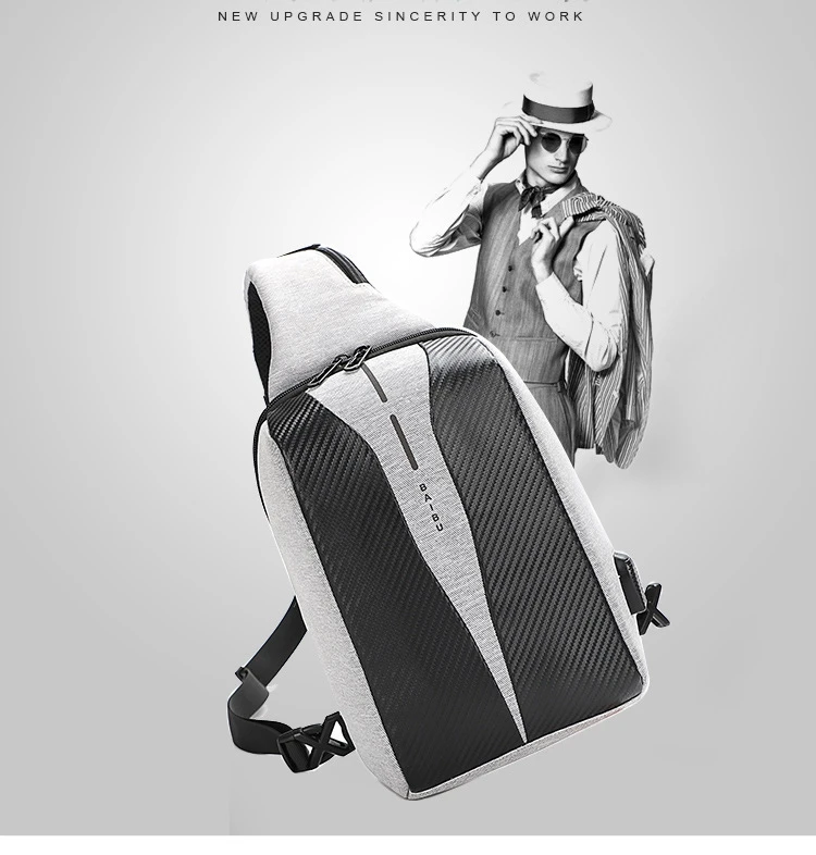 BAIBU мужские сумки через плечо с usb зарядкой, противоугонная нагрудная сумка, короткая походная Сумка-мессенджеры, водонепроницаемая сумка на плечо для мобильного ipad