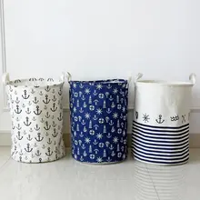 Средиземноморский Якорь Хлопок Лен грязная одежда ручка хранение в штабеле Бочкообразная игрушка корзина для белья