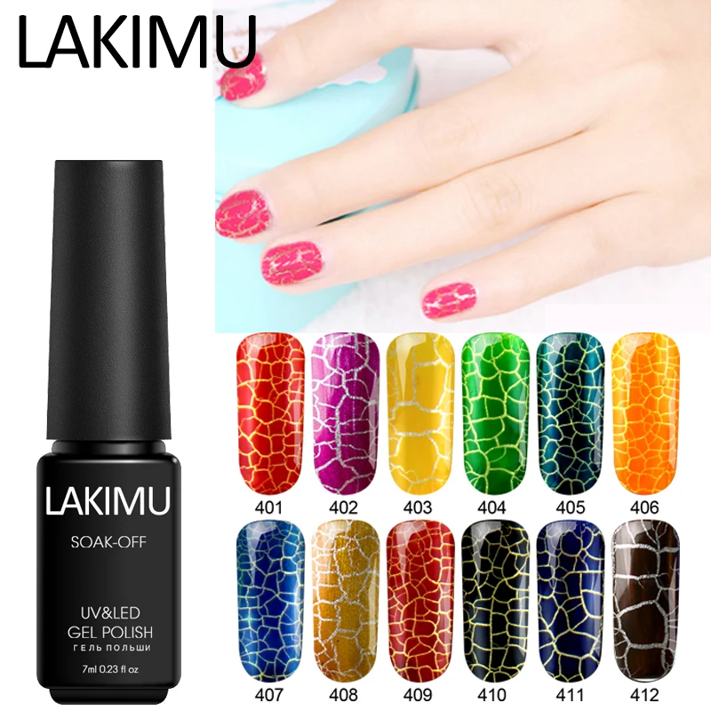 

Lakimu 7ml Colorful Crack Gel Nail Polish Crackle UV Gel Lacquer Primer Nails Design Enamel Cracking Gel Varnish Foil Nail Art