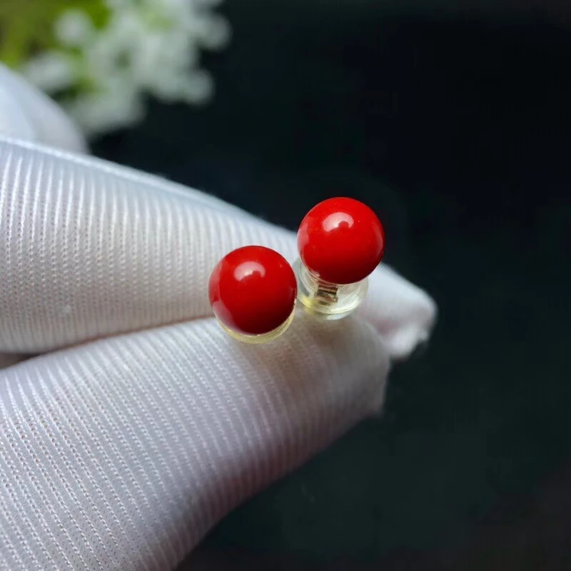 Красивый красный коралл серьги для женщин с 18k золото