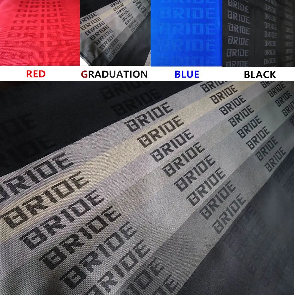

100CM x160CM JDM BRIDE Racing Car Seats Auto Fabric Black Red Blue BRIDE Car Seats