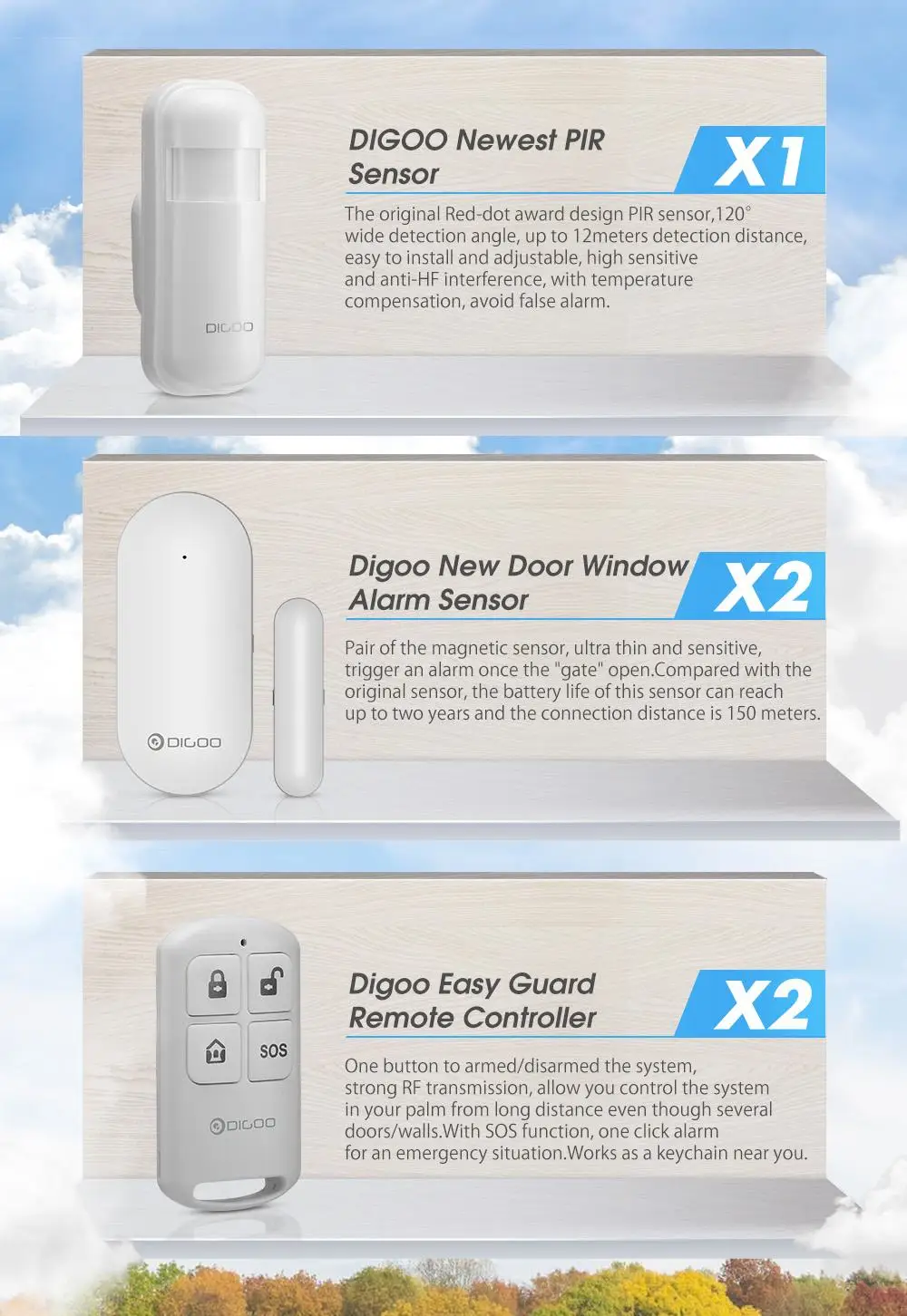 DIGOO DG-HAMA All Touch Screen 3G Version Smart Home Security Alarm System Kits Support APP Control Amazon Alexa