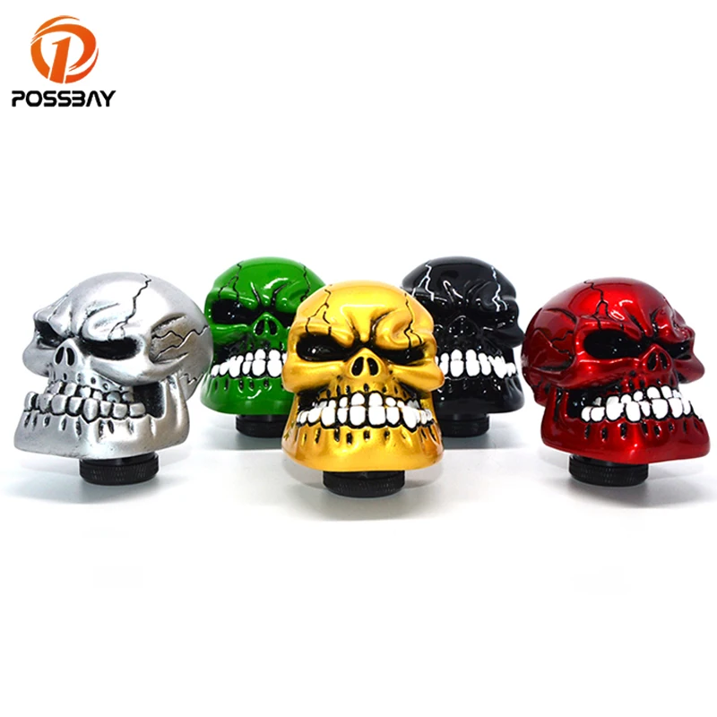 POSSBAY Skull Head Car Gear Shift Knob Shifter Lev