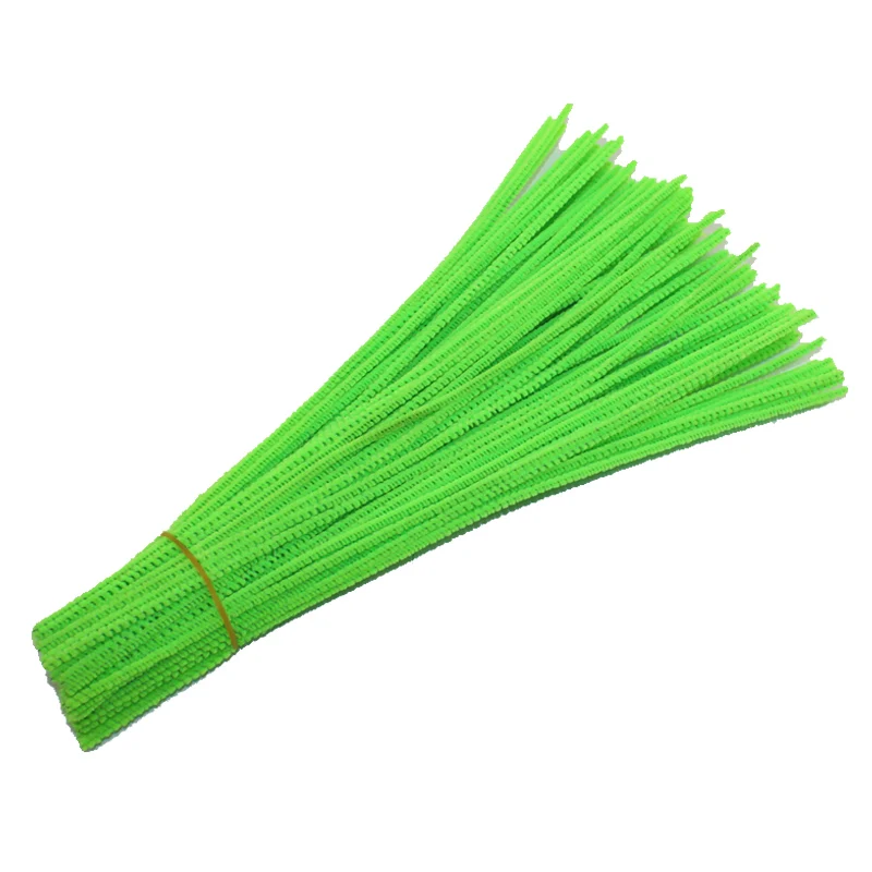 Новинка 200 шт многоцветные смешанные плюшевые железные проволоки гибкие флокированные ремесленные палочки для чистки труб творческие развивающие игрушки для детей DIY - Цвет: green