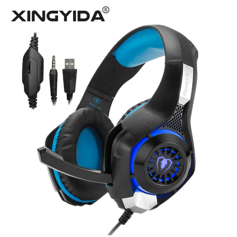 XINGYIDA светодиодной подсветкой игровая гарнитура 3 5 мм 3D стерео бас наушники с