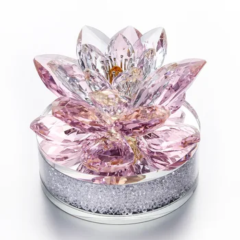 

High-end Crystal Lotus Flower Figurines Glass Paperweight Car Ornament Window Pendant Birthday Part Wedding Fengshui Decor Gifts