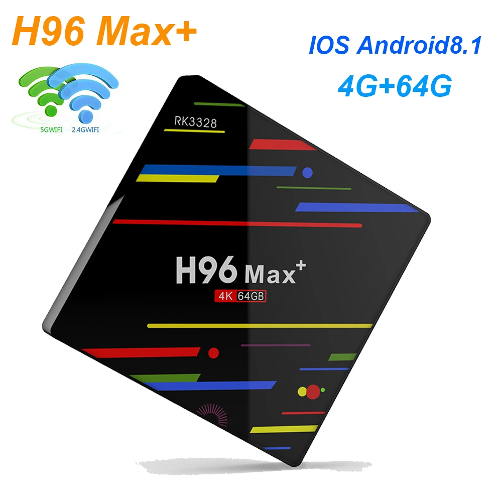 

H96 MAX+ Plus Android 8.1 Smart TV Box 4GB 64GB Set Top Box Rockchip RK3328 WiFi 4K VP9 HDR10 H.265 Media Player PK H96 Pro