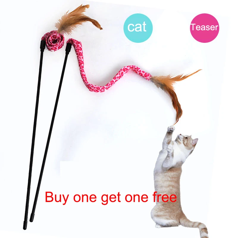 Top Quality Pet Cat Toy Cute Bell Design Bird Feather Teaser Wand