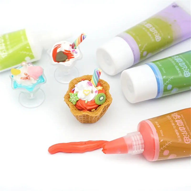 

1pc Random 24 Color Quick Drying Simulation Cream Glue For Jewelry Rhinestone Phone Case DIY Children Toys Cake Decorating Tool