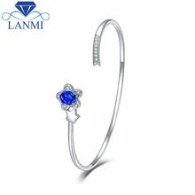 Настоящее 14 к белое золото, натуральный сапфир, браслет, симпатичный браслет, ювелирные изделия с бриллиантами для девушек, вечерние, подарок