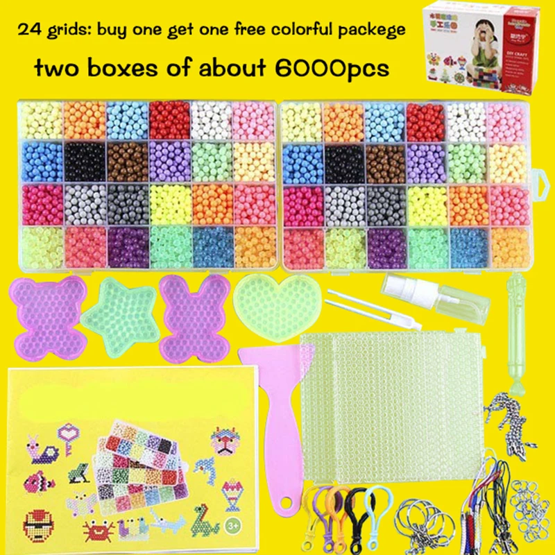 

6000pcs DIY Magic beads Animal Molds Hand Making 3D Puzzle Kids Educational beads Toys for Children Spell Replenish