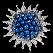 Perla simulada Rhinestone Broches Mujeres Wedding Bouquet Flor Broche de Joyería de Moda Accesorios de Ropa XZ084