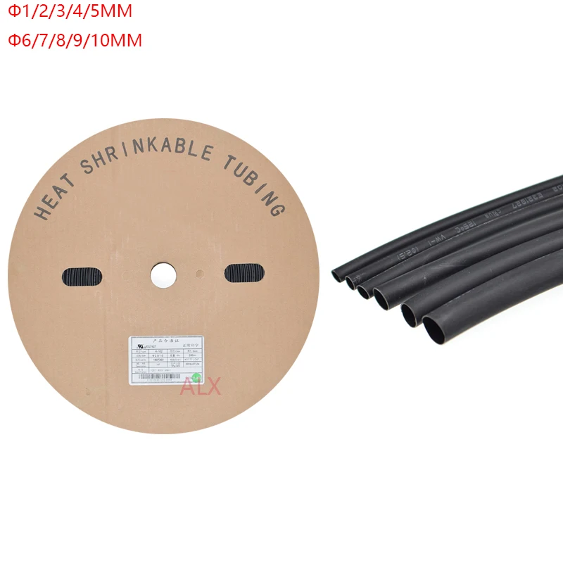 

1 meter 1/2/3/5/6/8/10 MM Diameter black heat shrinkable tubing heat shrink tube wire Cable Sleeving Assortment Wrap 1MM/3MM/5MM