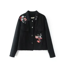 Free shipping autumn and winter font b women s b font casual flower embroidery turn down
