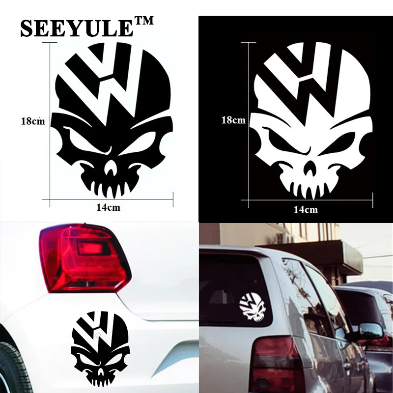 1 шт. SEEYULE Ghost Rider Skull Crazy Car наклейка эмблема крышка топливного бака Виниловая наклейка для VW Beetle Tiguan Golf 4 5 6 Passat B5 B6