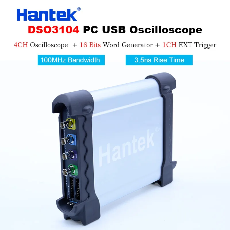 Hantek DSO3000A USB осциллографы 4CH 100-250Mhz 1GSa/s PC хранение генератор сигналов 16 каналов логический анализатор тестер формы волны - Цвет: DSO3104 100MHz