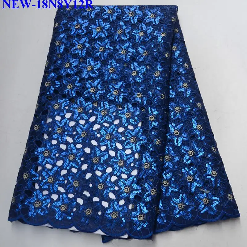 Новейший, насыщенно-голубой французский нигерийские кружевные ткани Высококачественные блестки тюль африканская кружевная ткань для свадебного платья LD001