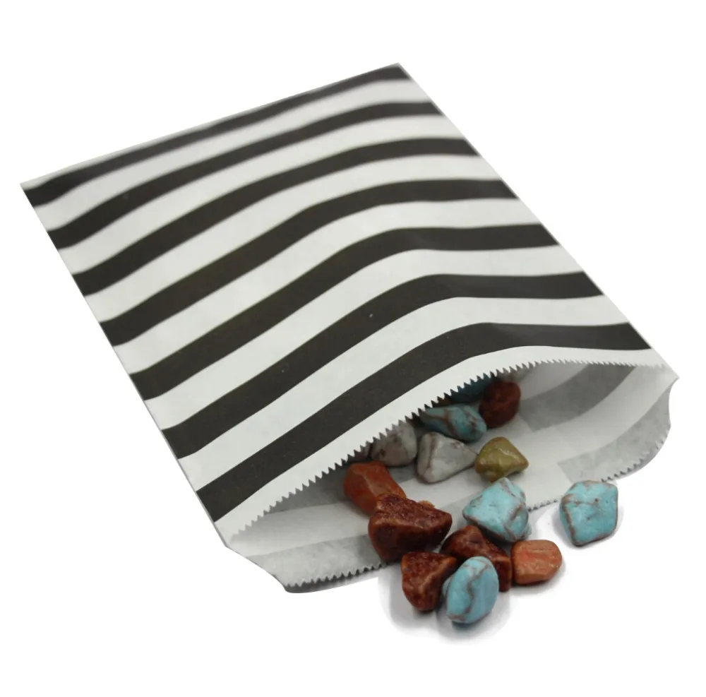 50Pcs 5"*7" Black Stripe Paper Favor Bags Party Gift Bagbag fbag