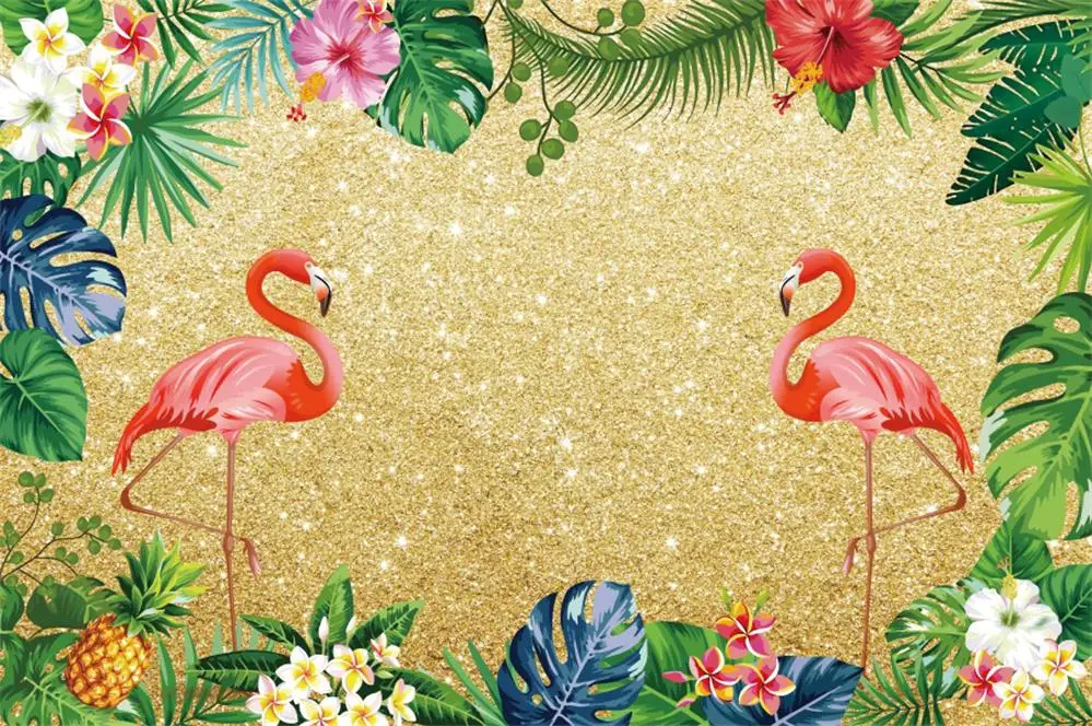 Тропический Фламинго день рождения листья пальмы пляжный Плакат портрет фото фон для фотостудии - Цвет: Небесно-голубой