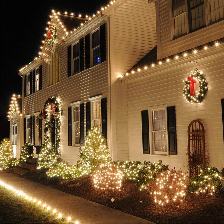 8 режимов, 220 В, светодиодный светильник, праздничный, новогодний, вечерние светильник, рождественские украшения для дома, открытый, водонепроницаемый светильник, ing Strings