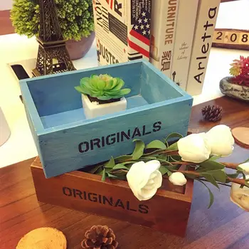 

Retro Style Retro Style Wooden Succulent Plants Handmade Square Flower Pot decorative 3.28