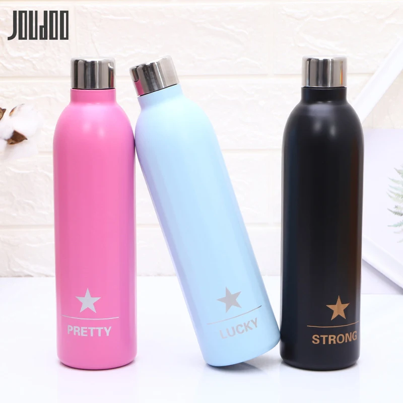 

JOUDOO New 500ml Stainless Steel Sport Thermos Bottle Outdoor Portable Thermoses Cup Brief Double Wall Sport Water Thermos 35