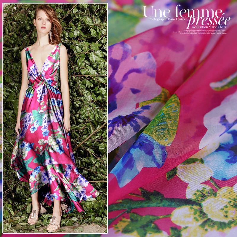 Summer 2018 new design digital Printed Silk Chiffon Fabric For Summer