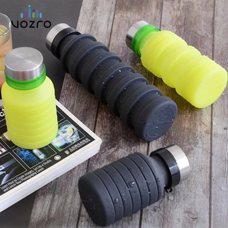 

VOZRO 550ml Fold Run Bodybuilding Camping Portable Gel Cup Outdoor Sport Water Bottle My Drink . Botellas Stainless Steel Cover