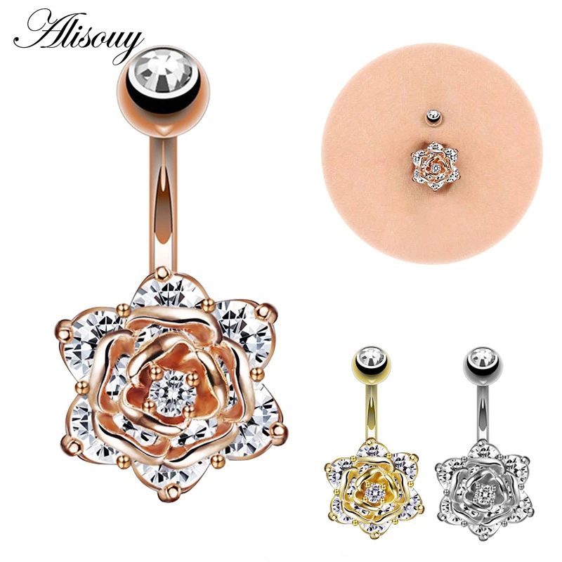 Alisouy 1ピースベリーピアスローズフラワーへそピアスかわいいへそリング外科鋼セックスジュエリー Body Jewelry Aliexpress Alisouy 1ピースベリーピアスローズフラワーへそピアスかわいいへそリング外科鋼セックスジュエリー Body Jewelry Aliexpress