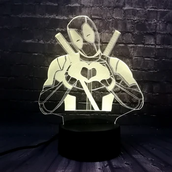 

Creative Marvel Figure Hero Deadpool Love LED 3D Illusion Mood Night Light Marvel Legends Lamp Luminaria Room Decor Kids Toys