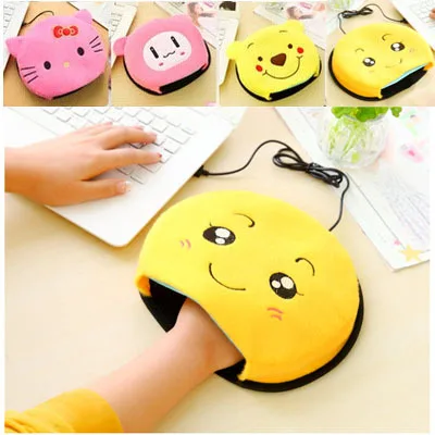 

LK167 Cheap Cartoon Winter Warm Mouse Pad Thick Plush Cute Hand Warmer Heated Mouse Mat USB Port with Wristguard