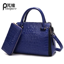PONGWEE Bolsas Set de Lujo de Cocodrilo Patrón de Alta Calidad de LA PU de Hombro de Las Mujeres Mujeres de Los Bolsos Bolsos de Marca de Diseñador Famoso