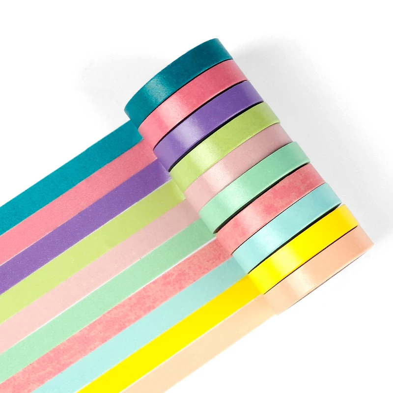 10 PCS Washi Tape Multicolour Solid Color Paper DIY Decorative