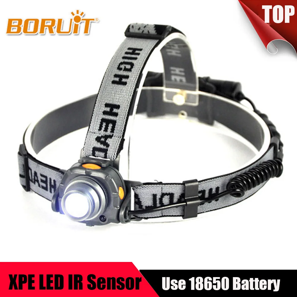 BORUIT 2000LM XPE LED 15M Sensor Headlight White Light Use 18650 Battery Headlamp Lantern For Camping Hunting Fishing Head Torch