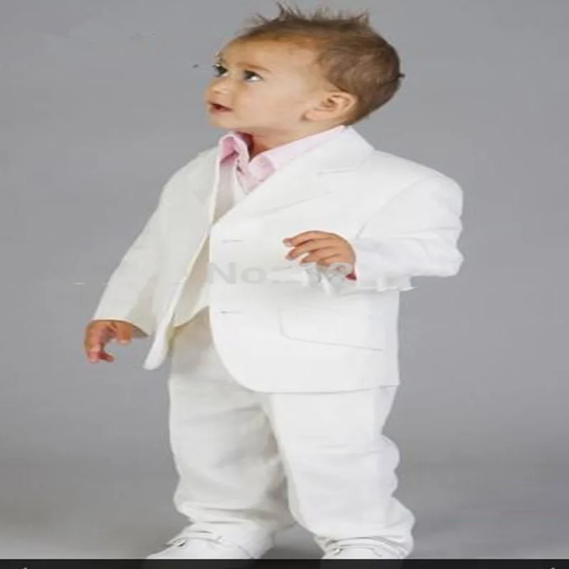 Baby White Single Breasted Boys' Attire For Weddings Children Suit Tuxedo Cool Boy Jacket+Pants+Tie+Vest