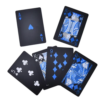 

Plastic PVC Poker Waterproof Durable Poker With Metal Box Creative Gift 1 Set Black Playing Cards