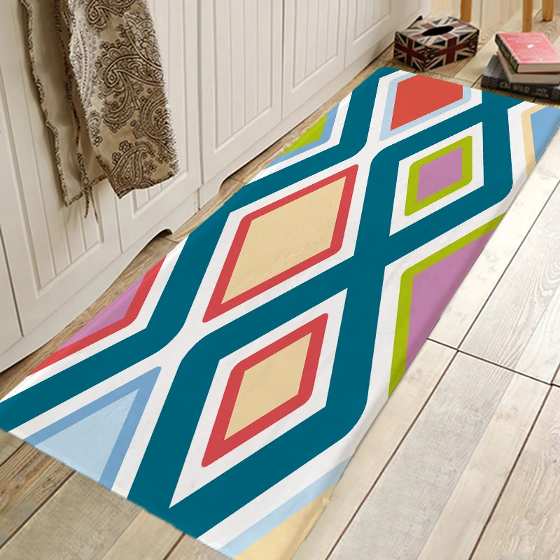 

Carpet Doormat Funny Kitchen Entrance Door Mat Anti-slip Floor Rug Bathroom Area Hallway 50x80cm Geometry Design