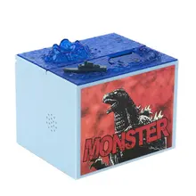 1 pcs / lot Cute Cartoon Godzilla Movie Musical Monster Moving Electronic Coin Money Piggy Bank Box