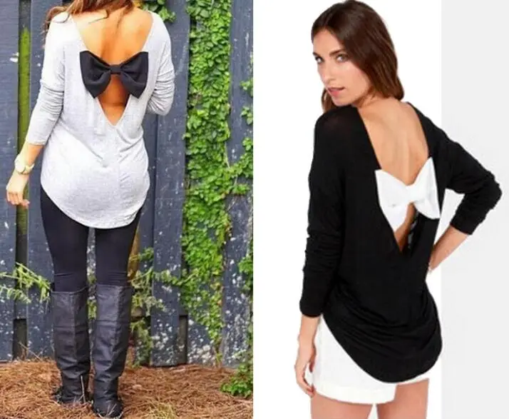 New Ladies Fashion Popular Bottoming Back Long 1 Pcs Hot Halter Sexy Bow Stitching Women Autumn Solid Soft Tops |