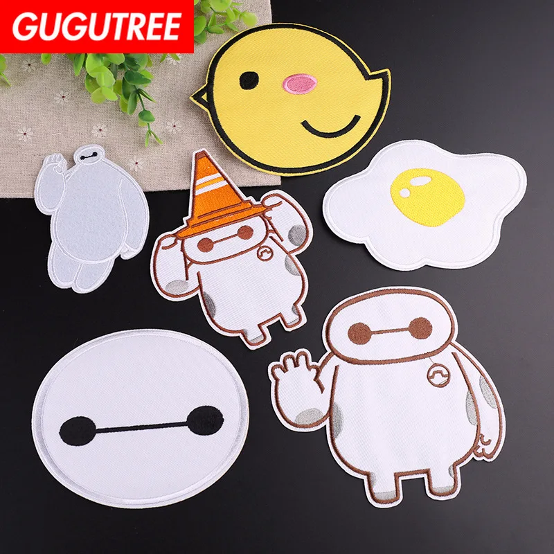 

GUGUTREE embroidery big white patches chick egg patches badges applique patches for clothing YX-266