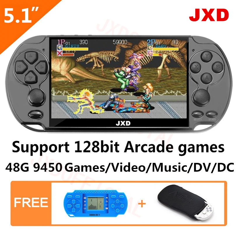 JXD 48GB 128Bit Handheld Game Console 5.1 inch MP4 Video Game Console built-in 9450 game for arcade/gba/gbc/snes/fc/smd kid gift