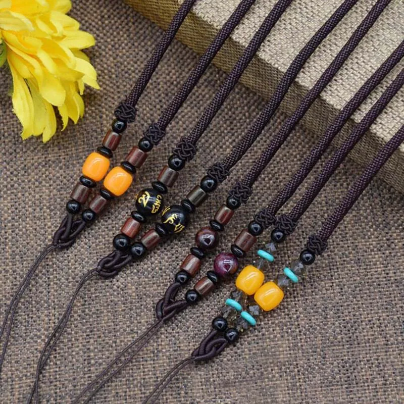 

New 10pcs/lot Agate Wood Beads Lanyard for Jade Pendant Hand-woven Necklace Men Women Multicolor Chain DIY Accessories